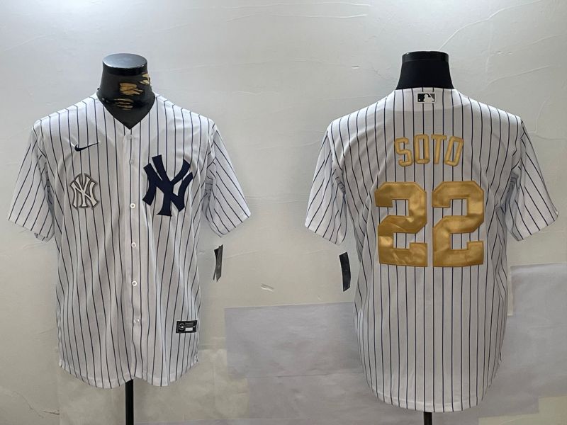 Men New York Yankees #22 Soto White Stripe Fashion Nike 2024 MLB Jersey style 8->new york yankees->MLB Jersey